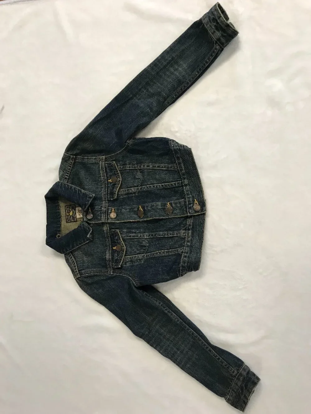 Ralph Lauren Girls Denim Jacket 8 NWOT Removable Leopard Collar